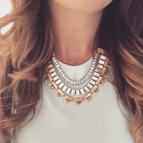 Stella & Dot Natalie Necklace Statement Layered Reversible Gold Silver Tone - Picture 3 of 13